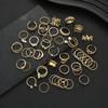 Fashion Minimalist Vintage Elegant Heart Butterfly Faux Pearl Rhinestone Geometric Wave Infinity Metal Rings Set Party Jewelry