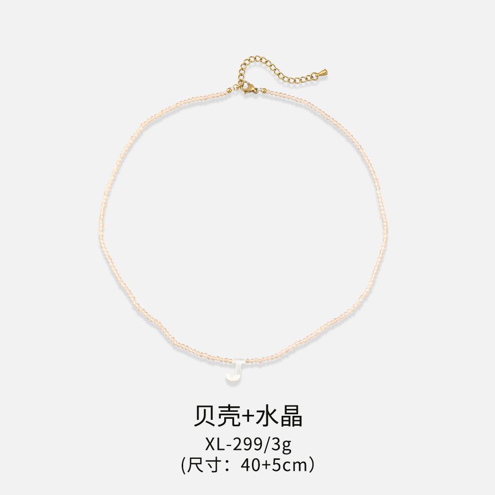 GEMCHIC Women s Colorful Crystal Beaded Letter Necklace Natural Stone Personalized Initial Choker