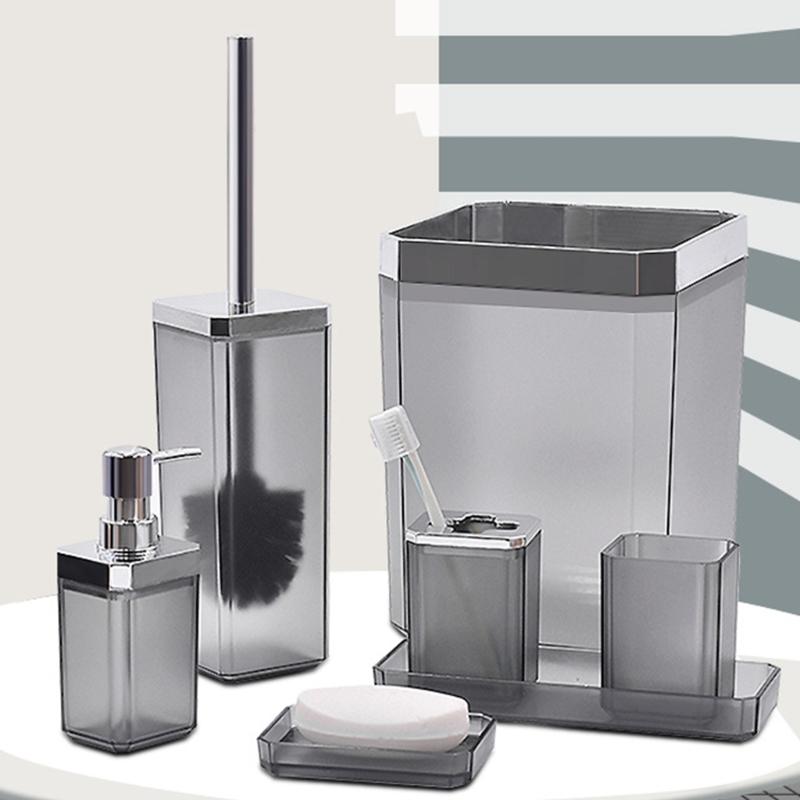 5Piece Bathroom Organizers Set Including Soap Dispenser Toothbrush Holder Tumblers Vanities Tray and Multipurpose Holders