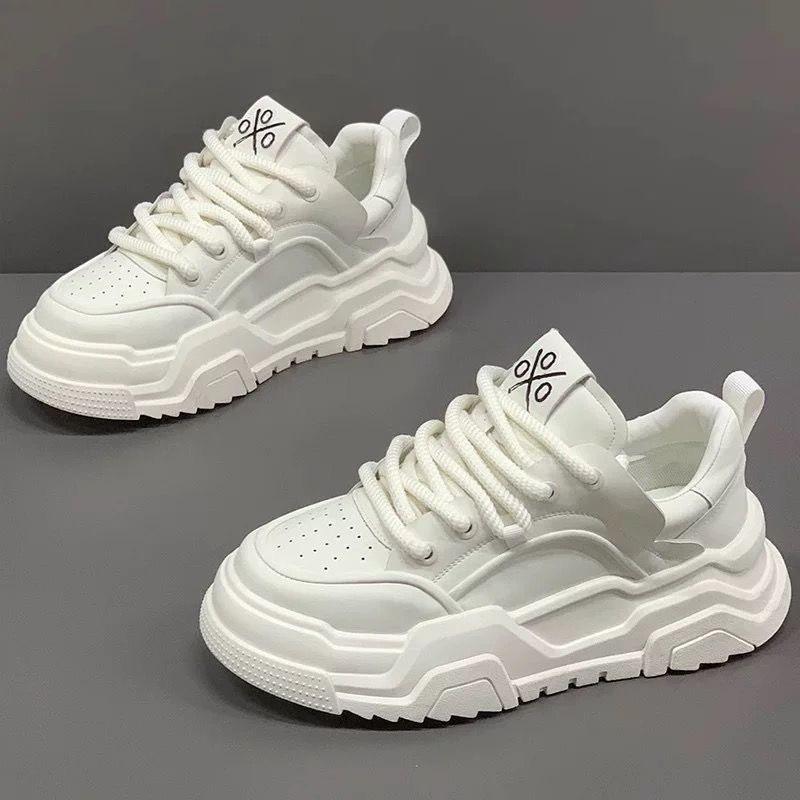 Fashion Man Shoes Luxury Leather Casual Shoes Fashion Thick Soled Sneakers for Men Lace Up Platform Vulcanized Footwear Skateboard Shoes