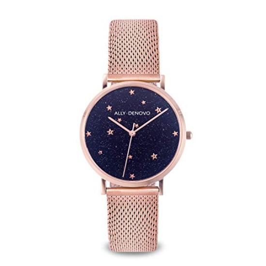 ALLY DENOVO Watch Replacement Strap Set Ladies STARRY NIGHT Quartz Navy Rose Gold Black AF5017.4 [Item]