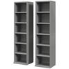 Set of 2 CD Media Display Shelf Unit Tower Rack with Adjustable Shelves, High Gloss Grey