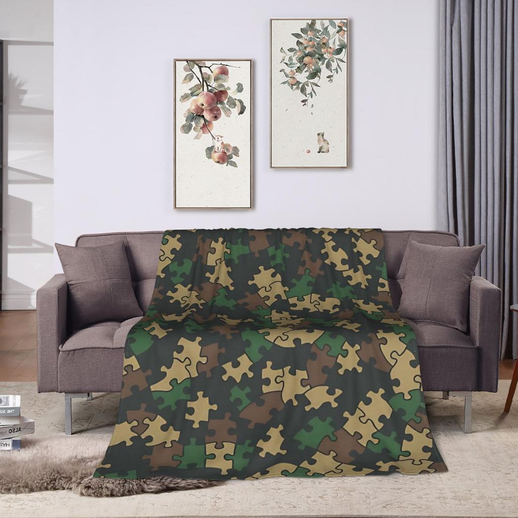 Puzzle Camouflage Pattern Flannel blanket Winter Soft Warm Throw blanket for Boy Girl Bedroom Print Bedspread Sofa Bed Cover
