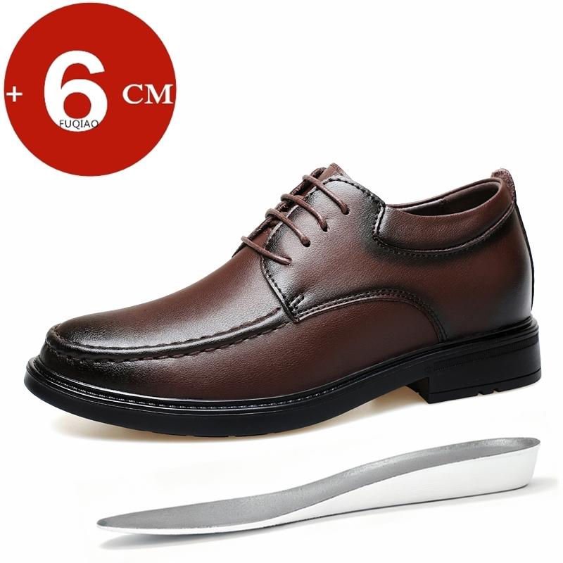 Gentleman 6cm Invisible Height Increasing Leather Shoes Men Business Casual Formal Dress Elevator Shoes for Wedding Office Party