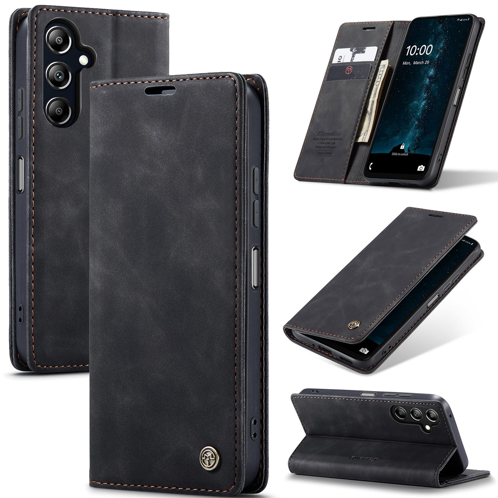 

For Samsung Galaxy A26 5G Case CASEME 013 Series Card Holder Stand Leather Phone Cover Black