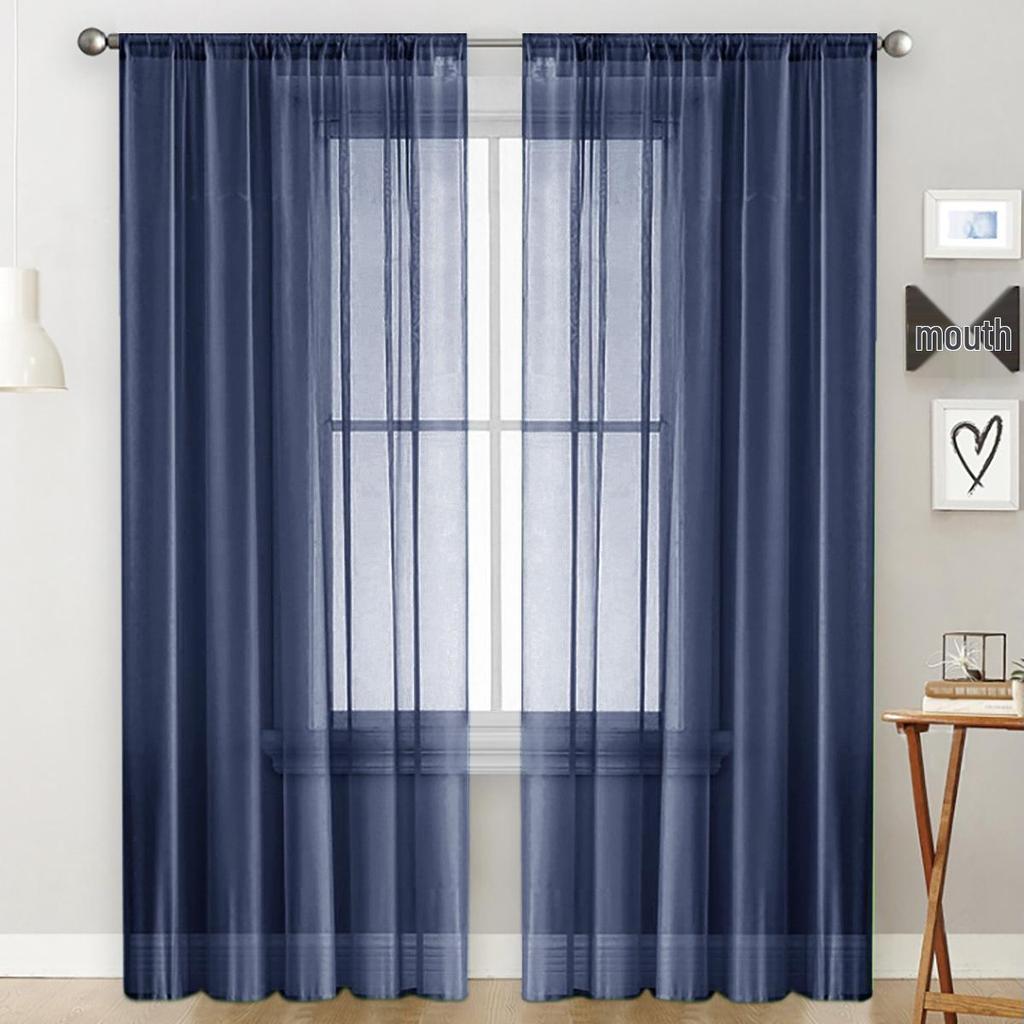 Solid Color Double String Terylene Semi-Light-Blocking Gauze Curtain
