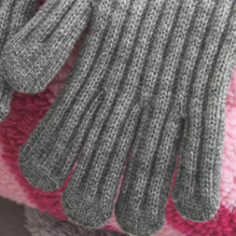 Daiso Ribbed Finger Hole Gloves Grey