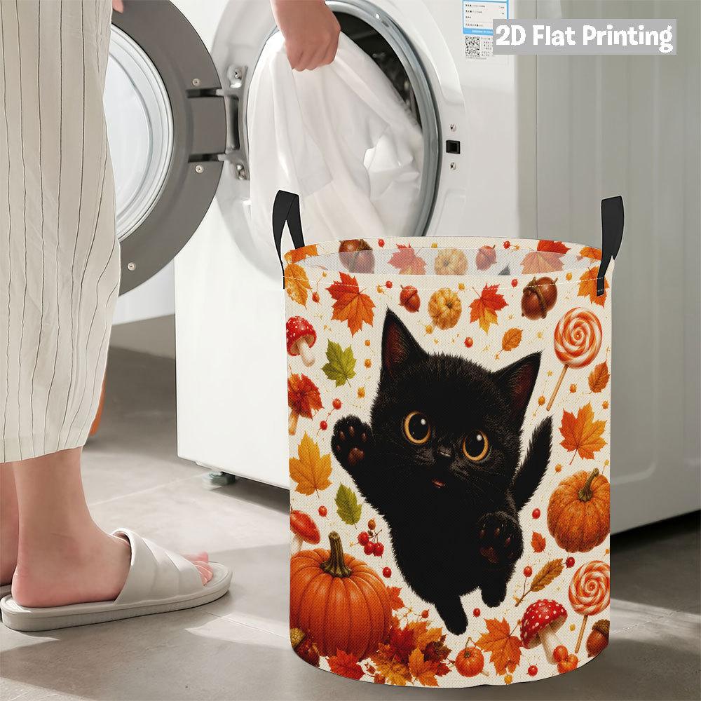 Collapsible Laundry Basket Large Round Waterproof Fabric Hamper Dirty Clothes Storage Bin Toy Organizer with Handles