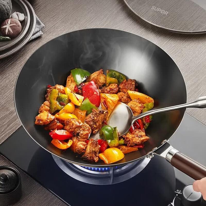 SUPOR 32cm Uncoated Refined Iron Wok
