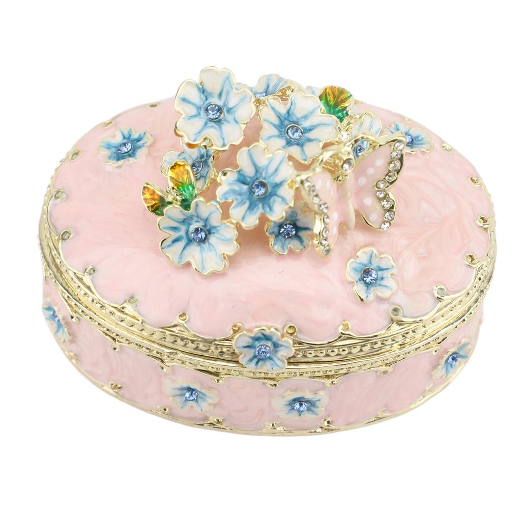Hand Painted Trinket Box Enamel Vintage Jewelry Storage Box Metal Jewelry   Decorative Rings Earrings Necklace Box