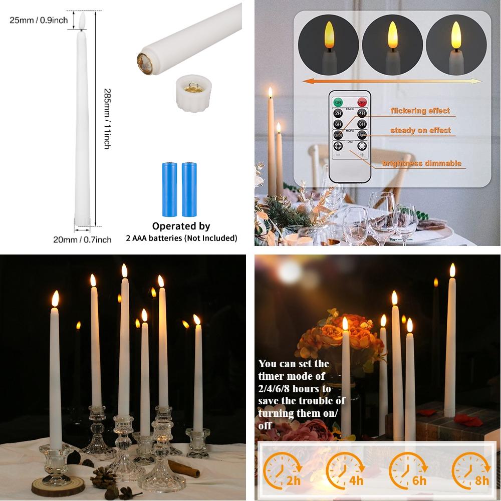 12/48Pcs Flameless Taper Candles Battery Operated LED Candle Flickering Candles Faux Candle Halloween Christmas Wedding Decor