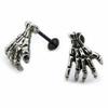 Skull Devil Hand Lip Piercing Zircon Skeleton Labret for Women Men Palm Stud Earrings Christmas Gift Hot Unique Punk Metal 1pc
