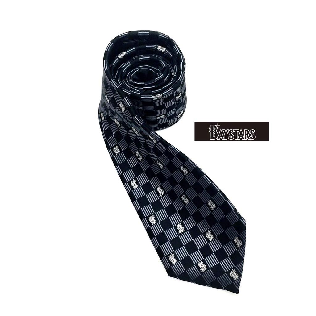 [BayStars] Yokohama DeNA BayStars Professional Baseball Merchandise, Jacquard Woven Necktie, Black Check - 355