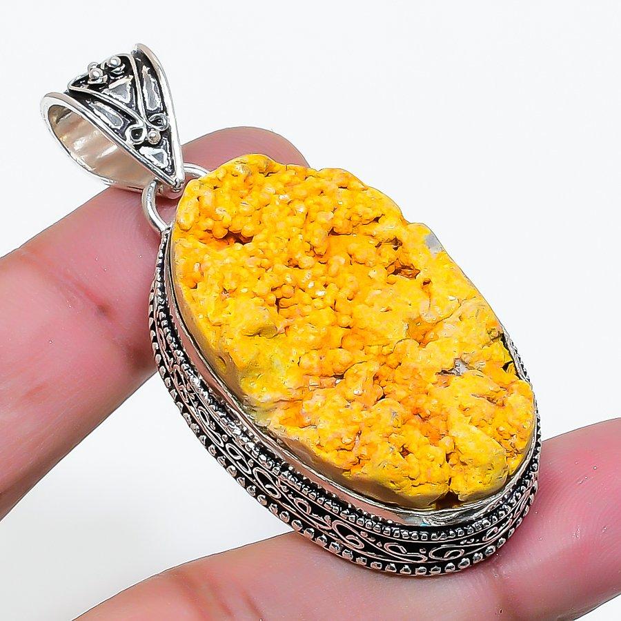 Natural Titanium Druzy Gemstone 925 Sterling Silver Jewelry Pendant 2.17 AP-15898