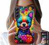 Etui Do Samsung Galaxy S22 Plus - Kwiaciste Wzory Piesek Pies Jork Plecki