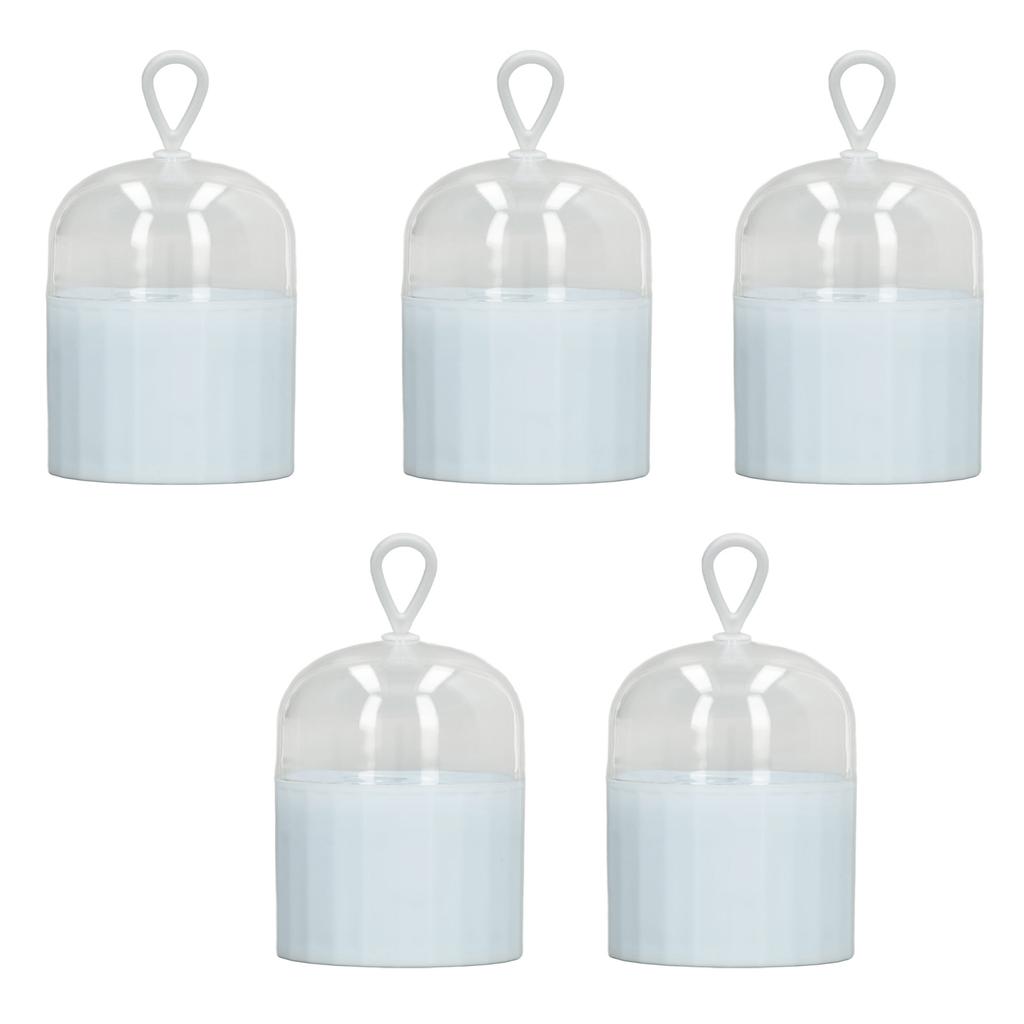 5pcs Beauty Egg Holder Dust Proof Transparent Cover Removable Hollow Rack Hanging Makeup Sponge Travel Case Blue