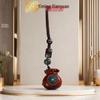 Green Sandalwood Fortune Bag Phone Charm - Yi Ming Xian Yuan Carved Wood Pendant