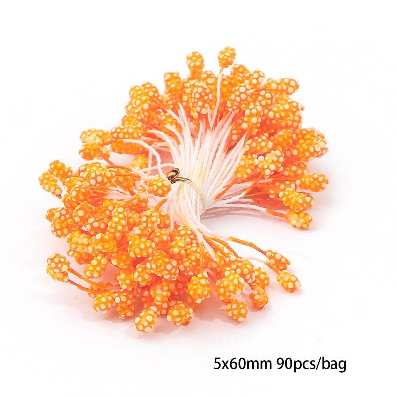 Orange Flower Double-Headed Stamen Foam Hairpin DIY Accessories
