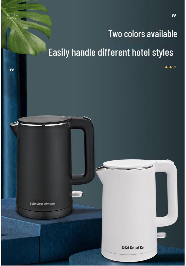 Geilide HD1010 1L Electric Kettle, 800-1000W, Double Layer, Anti-Scald Design