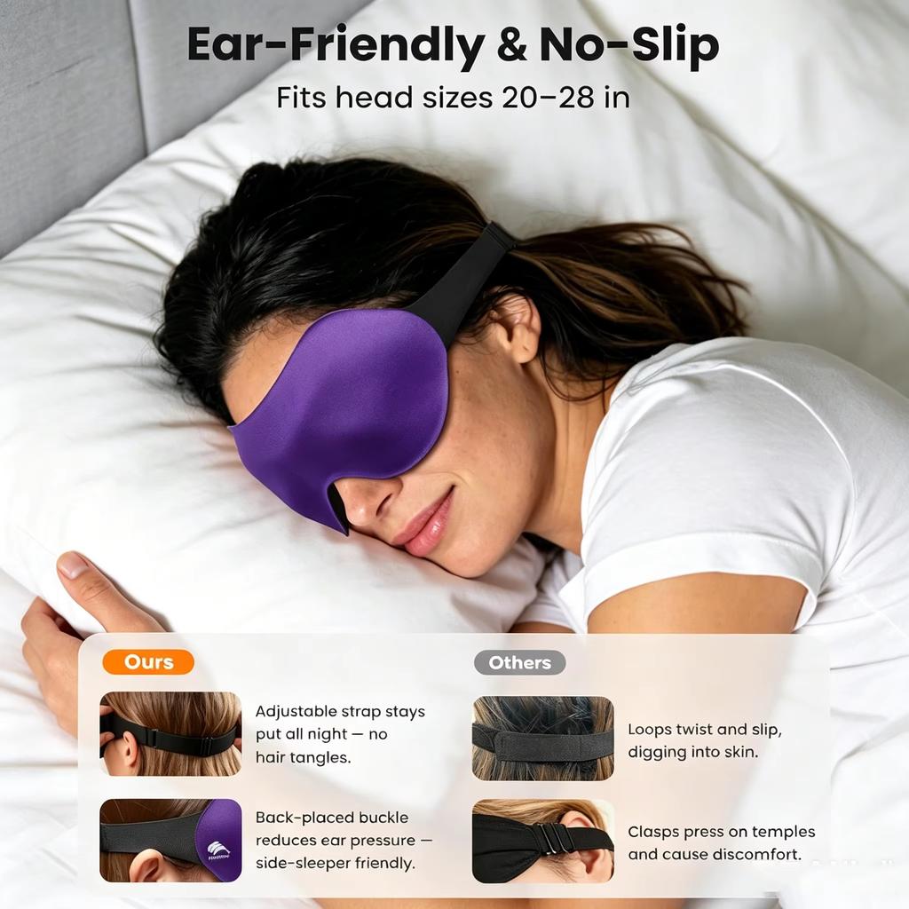 3D Sleep Mask Adjustable Suitable for Men and Women with No Pressure on the Light Blocking Eye Mask Sleeping Aid Face Mask