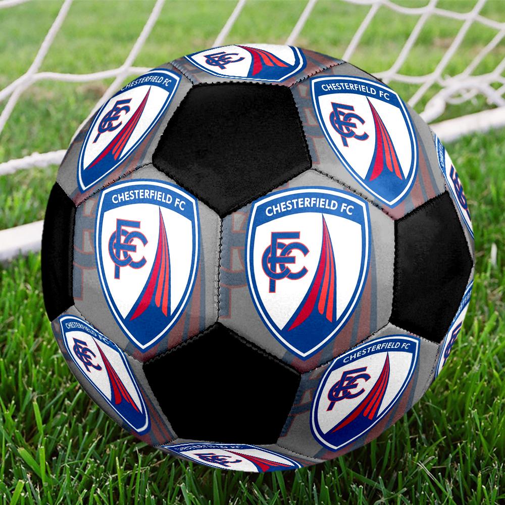 Chesterfield F.C Indoor Soccer Ball Colorful Machine Stitched PVC Size 5 Team Training Competition Ready Durable High-Bounce Cool Sports Gift