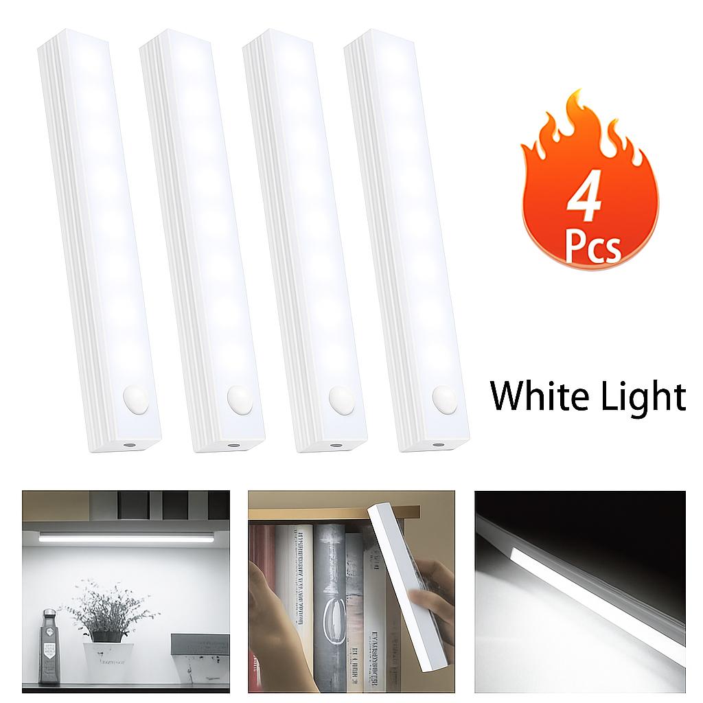 4 Pack Wireless Rechargeable LED Cabinet Lights With Motion Sensor For Closet Kitchen Wardrobe Stairs Corridor Night Light