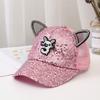 Children Big Bow cartoon Baseball Cap Cute Girls Pearl Snapback caps Sun Caps Mesh Rabbit Ear UV Protection Summer Hats boy