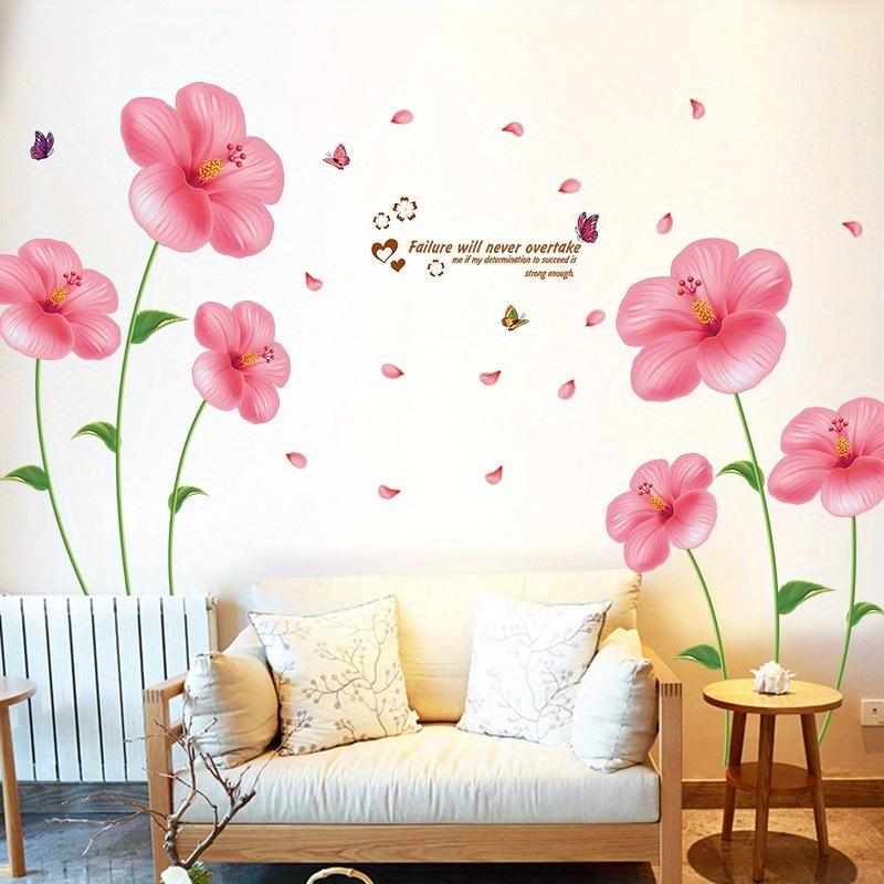 Removable Wall Stickers, Romantic Flowers, Living Room, Bedroom, Home Decor, Murals