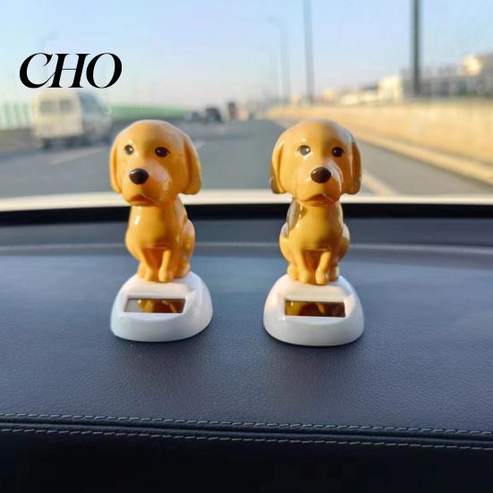 Unebene Straße Stabiles Dekor Solar Hund Auto Armaturenbrett Spielzeug, Gelber Welpe Nickfigur, Auto Schwingend Anti-Rutsch Zubehör Spielzeug für Schreibtisch, Strombetrieben