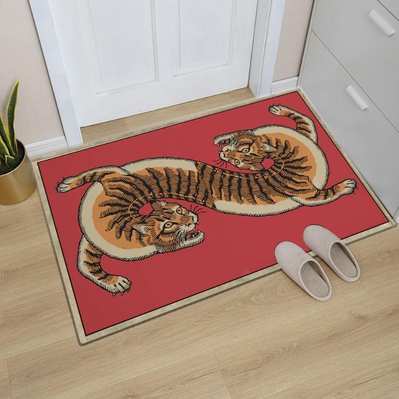 Eclectic Red and Orange Tiger Print Rug for Maximalist for Living Room Abstract Print Bedroom Home Decor Rug Beautiful Classic
