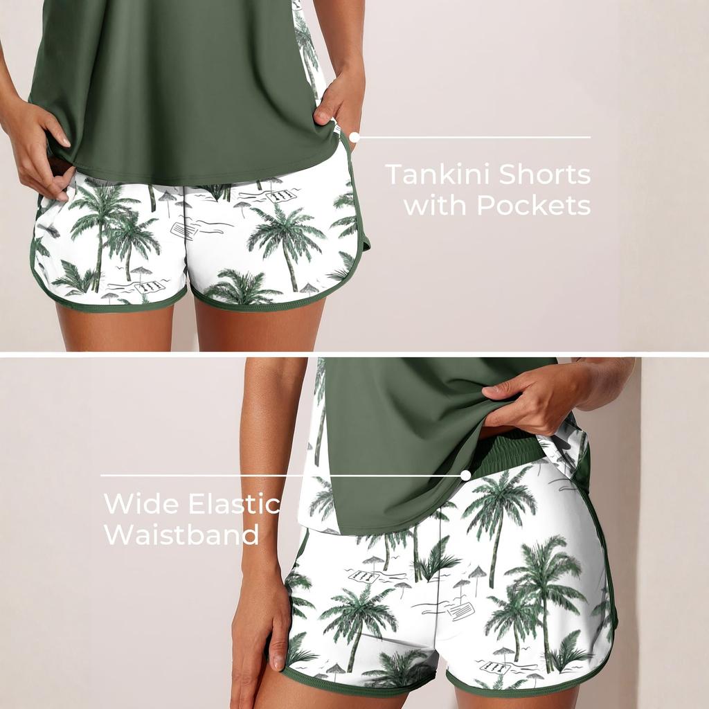 Women's Sports Swimsuit Two-piece Set, Vest , Shorts, Printed