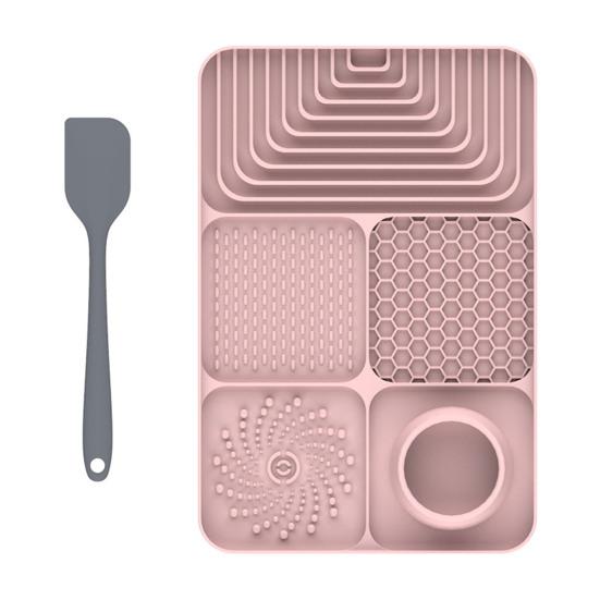 Silicone Dog Lick Mat with Spatula Boredom Anxiety Relief Pet Food Mat with Suction Cup Slow Feeder Bowl Peanut Butter Licking Mat Enrichment Toy