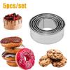 5 Pcs/Set Stainless Steel Round Cookie Cutter Set Biscuit Plain Edge Round Pastry Doughnut Cutters Molds Kitchen Baking Tools