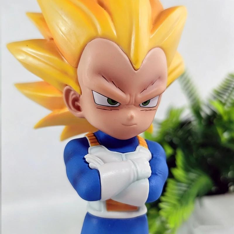 21cm Q Version Dragon Ball Z Super Saiyan 3 Goku Vegeta Chibi Action Figures Car Ornament Model With Stand Anime Toy Decor Gifts