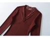 Korean Style Lace Trim V-Neck Slim-Fit Fleece Long Sleeve Women's Top