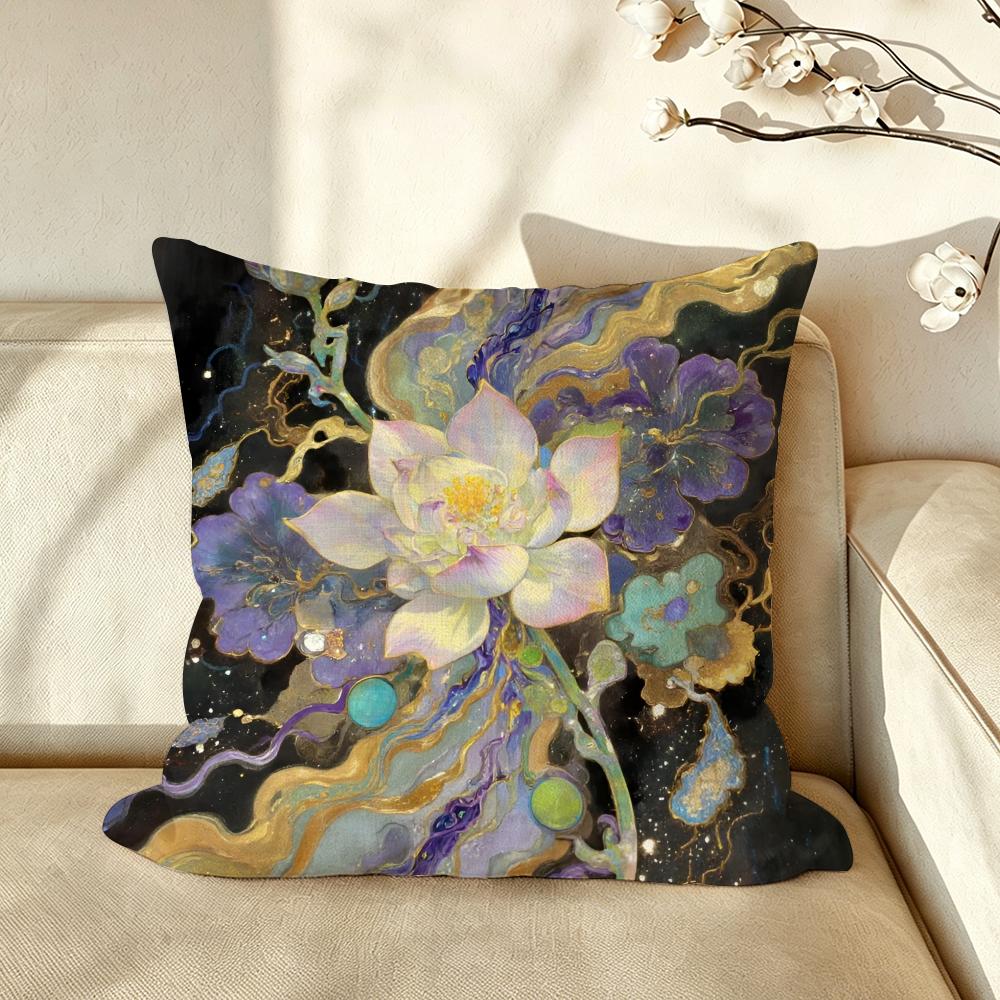 Art ffashion LLotus Cushion Cover Pillow Case Antidustmite Pillowcase Silky Short Plush Sofa Cushion Cover hot