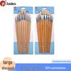 12-Piece Hog Bristle Art Brush Set: Flat & Round for Watercolor, Gouache, Acrylic, Oil Painting, Raw Birch Wood Handles