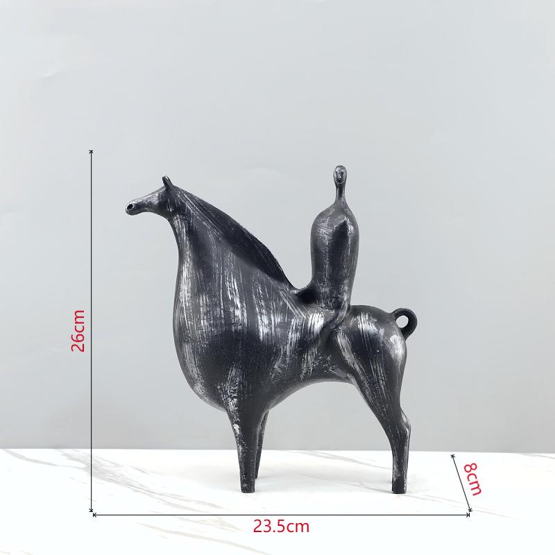 Abstract Art Horseman Statue Desk Decoration Minimalist Rider Figures Sculpture Resin Crafts Ornaments Room Aesthetic Decor