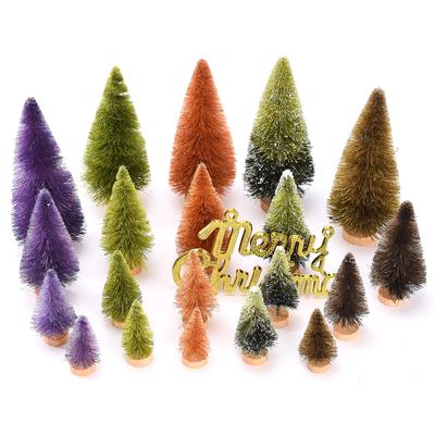 21 Stück Künstliche Weihnachtsbäume Set Dekoration Sisal Holz Falsche Weihnachtsbäume Kit