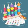 Learning Plugging Block Toy Shape & Color Sorting Game Wooden Beading Toy Stacking Puzzle Interactive Toddler Fun Gift