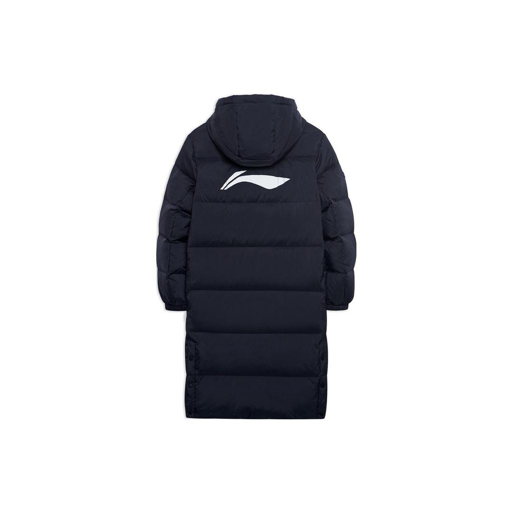 Li Ning Fitness Series Logo Letter Mid-Length Hooded Warm Down Jacket Men Jacket Black AYMS413-1