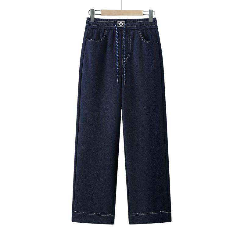 LangSha Mid-Aged Women's Elastic Waist Straight-Leg Jeans