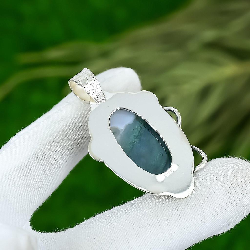 Sisters Day Deal Natural Solar Moss Agate Pendant Jewelry 925 Sterling Silver