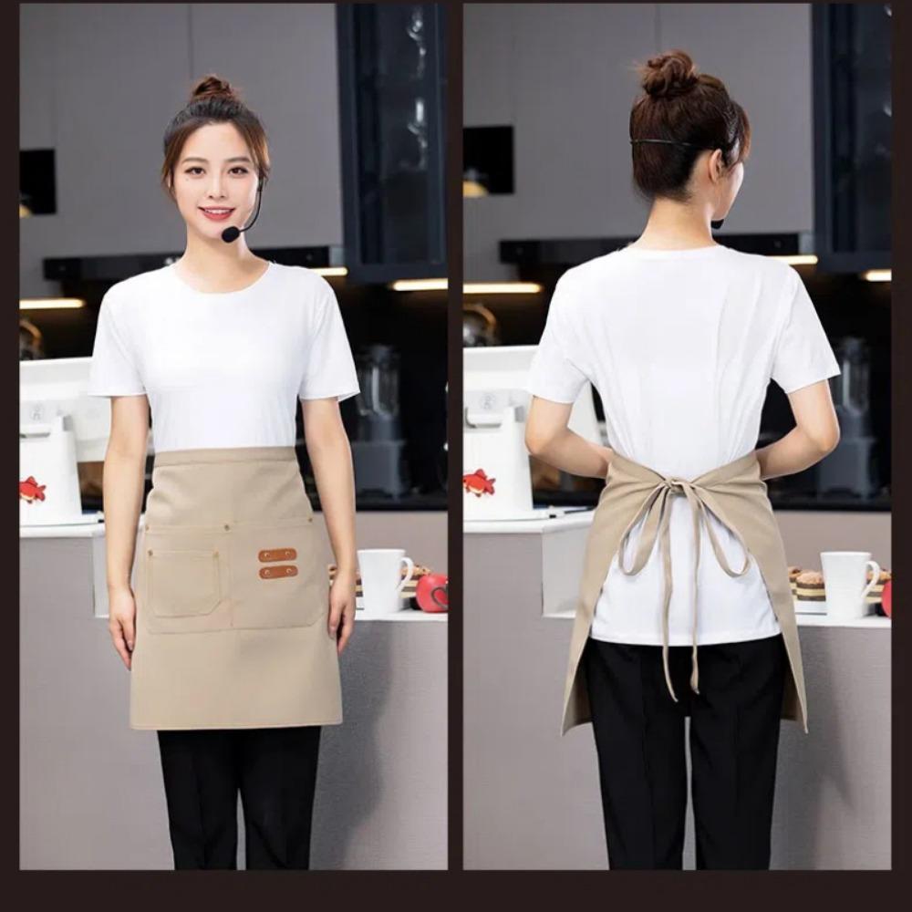 Waterproof Staff Apron Short Waiter Uniform Kitchen Half Apron Coffee Shop Hotel Chef