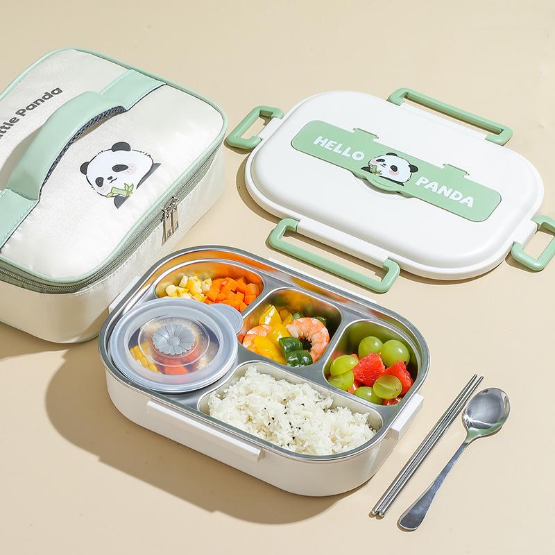 304 Edelstahl Tragbare Isolierte Lunchbox, Auslaufsicher & Mikrowellengeeignet für Schüler und Berufstätige