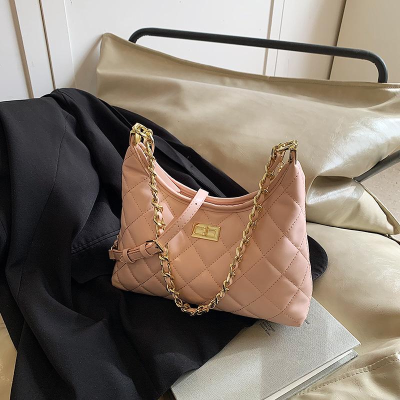 Rhombus Chain Bag Women's Spring and Summer 2025 New Casual Foreign Style Niche Design Versatile Single Shoulder Crossbody Bucket Bag