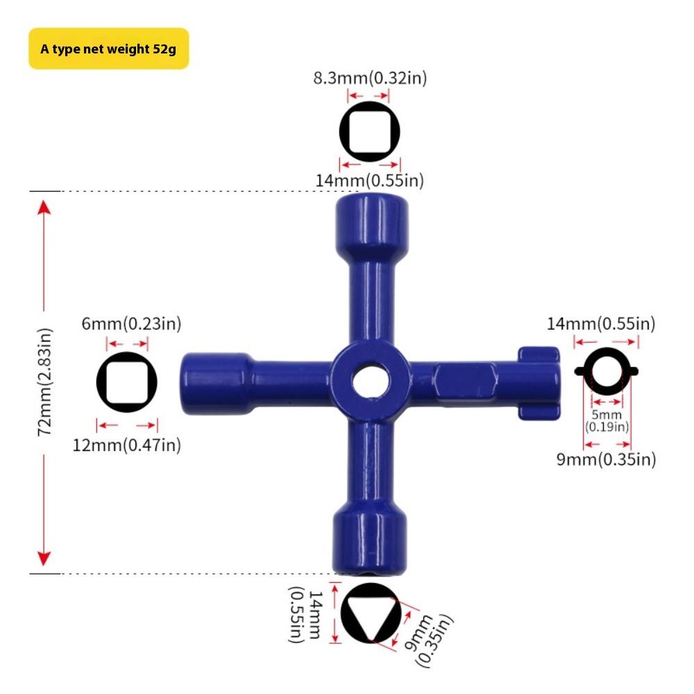 Llave de cruz para elevador de cabina de gabinete de control eléctrico, llave para válvula de medidor de agua, llave triangular interna, herramienta multiusos