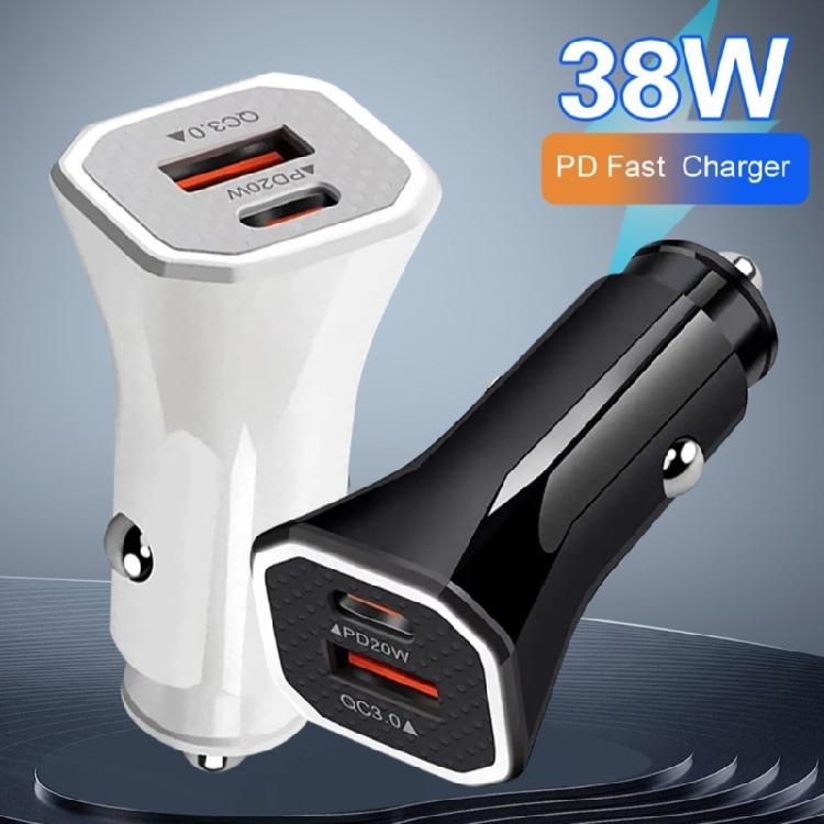 Portable 38W Double  USB Car Chargers Plastic Vehicle Chargers Simple Operate for Safe & Efficient Multiple Device Charg