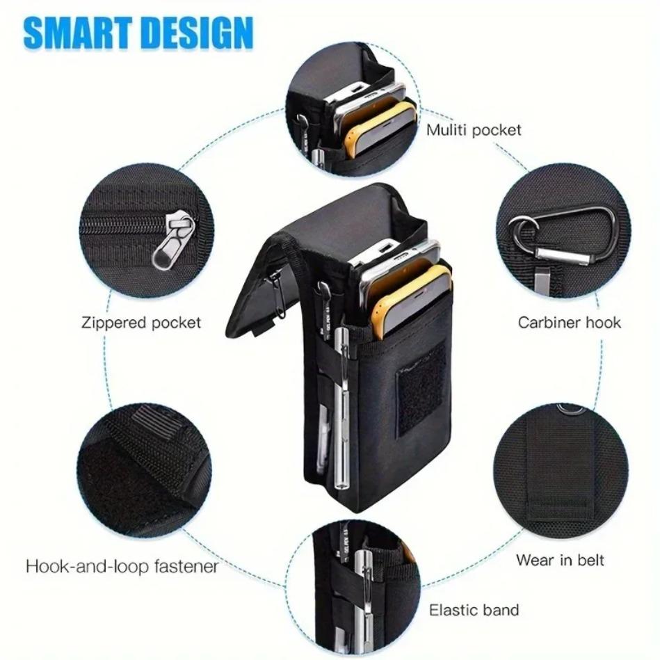 Large Screen Mobile Phone Bag Casual Waist Bag Daily Coin Purse Multi-Purpose Phone Belt Pouch Tactical Molle Phone Pouch Carry