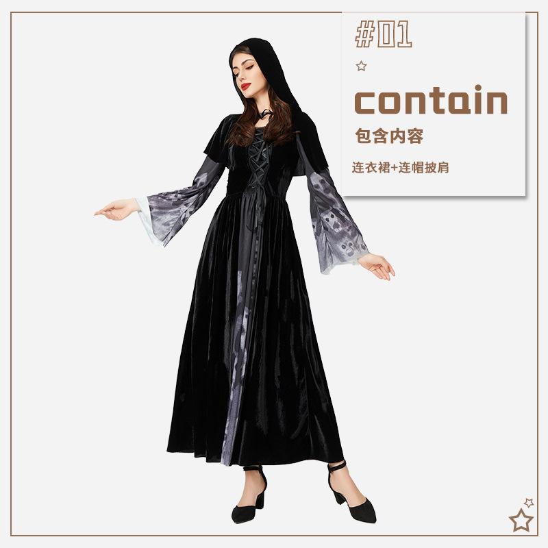 

Костюм на Хэллоуин для взрослых невеста-призрак зомби вампир ведьма темное платье страшный костюм зомби S